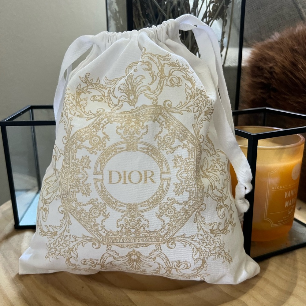 COPY - Dior White and Gold Drawstring Pouch